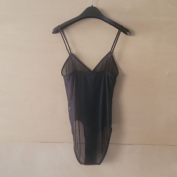 NEW VTG American Apparel Lingerie Mesh BodySuit Sexy Mesh Sheer Black Sleaze M L - Picture 8 of 13